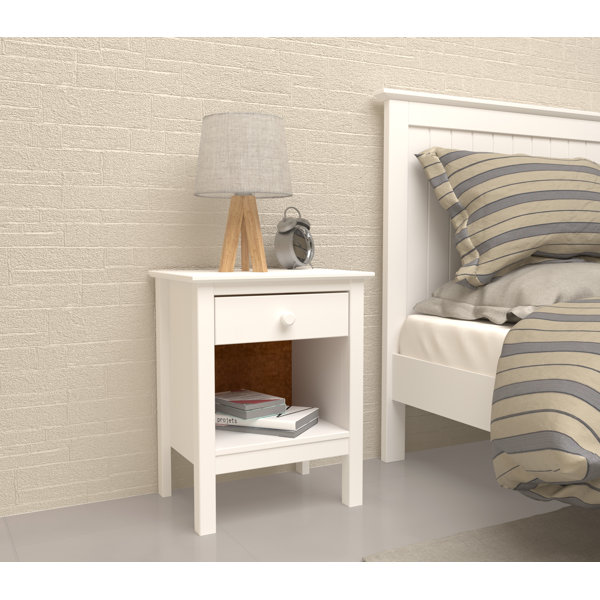 Winston Porter Albrecht Nightstand Table 1 Drawer 18.70" with Solid